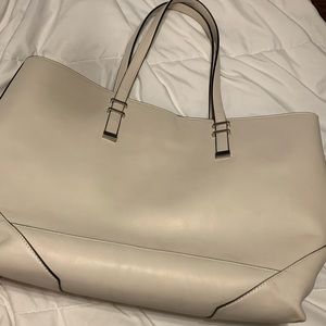cream faux leather tote bag!